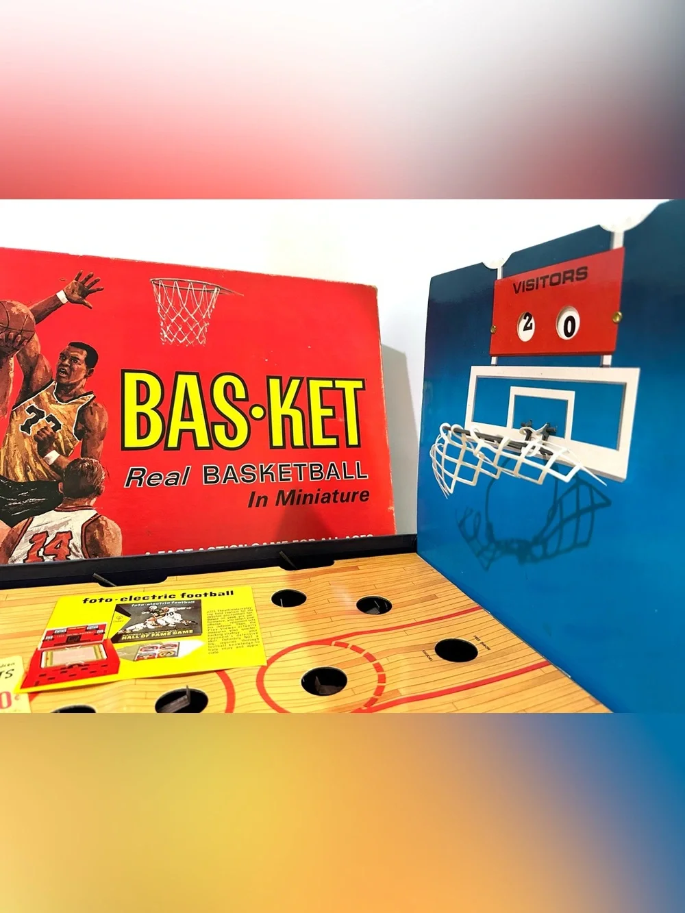 Vintage 1966 Cadaco Bas-Ket Real Basketball In Miniature Tabletop Game No 165